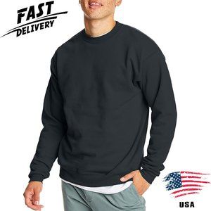 1X Men's Ecosmart Fleece Sweatshirt Cotton-blend Pullover Crewneck Sweatshirt L